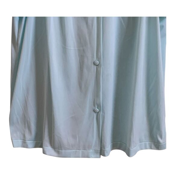 Vintage 80s Vanity Fair Nylon Pajama Set M Blue Buttons Short Sleeve Long Pants - Picture 7 of 12